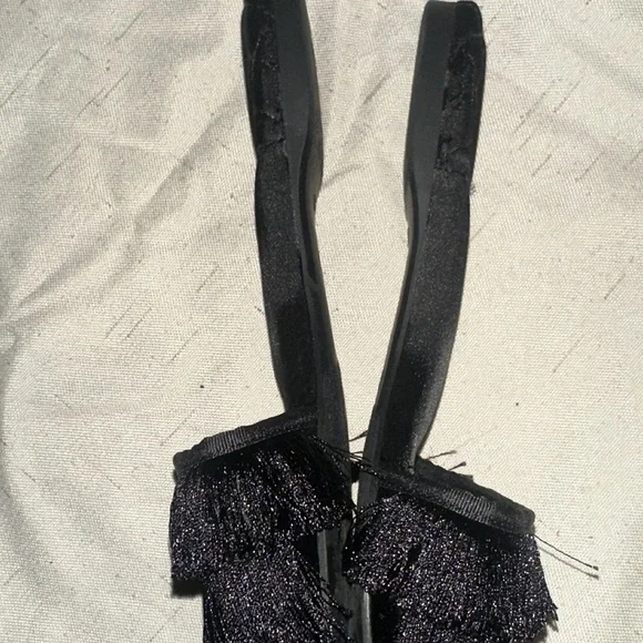 Birdies Black Quilted Fringe Slides - Picture 10 of 10